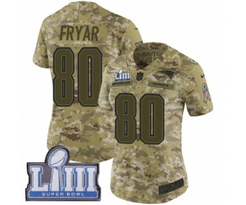 Women's Nike New England Patriots #80 Irving Fryar Limited Camo 2018 Salute to Service Super Bowl LIII Bound NFL Jersey