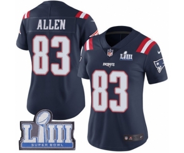 Women's Nike New England Patriots #83 Dwayne Allen Limited Navy Blue Rush Vapor Untouchable Super Bowl LIII Bound NFL Jersey