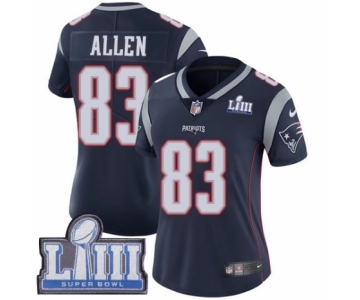 Women's Nike New England Patriots #83 Dwayne Allen Navy Blue Team Color Vapor Untouchable Limited Player Super Bowl LIII Bound NFL Jersey