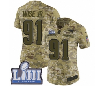Women's Nike New England Patriots #91 Deatrich Wise Jr Limited Camo 2018 Salute to Service Super Bowl LIII Bound NFL Jersey