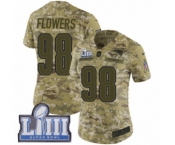 Women's Nike New England Patriots #98 Trey Flowers Limited Camo 2018 Salute to Service Super Bowl LIII Bound NFL Jersey