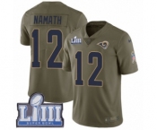 Men's Nike Los Angeles Rams #12 Joe Namath Limited Olive 2017 Salute to Service Super Bowl LIII Bound NFL Jersey
