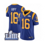 Men's Nike Los Angeles Rams #16 Jared Goff Royal Blue Alternate Vapor Untouchable Limited Player Super Bowl LIII Bound NFL Jersey