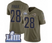 Men's Nike Los Angeles Rams #28 Marshall Faulk Limited Olive 2017 Salute to Service Super Bowl LIII Bound NFL Jersey