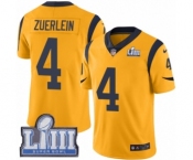 Men's Nike Los Angeles Rams #4 Greg Zuerlein Limited Gold Rush Vapor Untouchable Super Bowl LIII Bound NFL Jersey