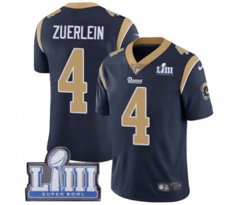 Men's Nike Los Angeles Rams #4 Greg Zuerlein Navy Blue Team Color Vapor Untouchable Limited Player Super Bowl LIII Bound NFL Jersey