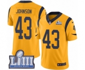 Men's Nike Los Angeles Rams #43 John Johnson Limited Gold Rush Vapor Untouchable Super Bowl LIII Bound NFL Jersey
