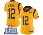Women's Nike Los Angeles Rams #12 Brandin Cooks Limited Gold Rush Vapor Untouchable Super Bowl LIII Bound NFL Jersey