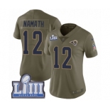 Women's Nike Los Angeles Rams #12 Joe Namath Limited Olive 2017 Salute to Service Super Bowl LIII Bound NFL Jersey