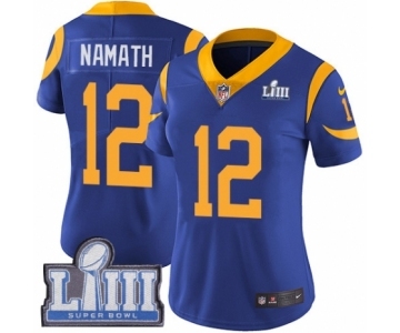 Women's Nike Los Angeles Rams #12 Joe Namath Royal Blue Alternate Vapor Untouchable Limited Player Super Bowl LIII Bound NFL Jersey