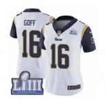 Women's Nike Los Angeles Rams #16 Jared Goff White Vapor Untouchable Limited Player Super Bowl LIII Bound NFL Jersey