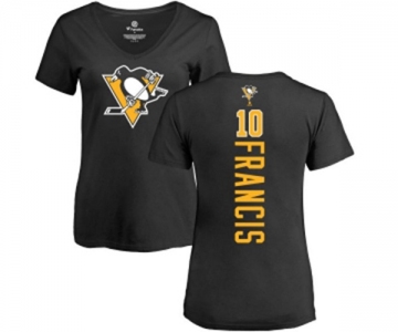 NHL Women Adidas Pittsburgh Penguins #10 Ron Francis Black Backer T-Shirt