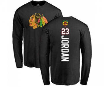 NHL Adidas Chicago Blackhawks #23 Michael Jordan Black Backer Long Sleeve T-Shirt