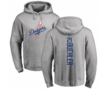 MLB Nike Los Angeles Dodgers #21 Walker Buehler Ash Backer Pullover Hoodie