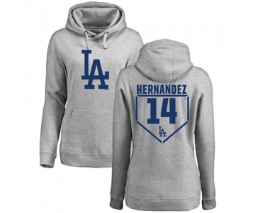 MLB Women's Nike Los Angeles Dodgers #14 Enrique Hernandez Gray RBI Pullover Hoodie