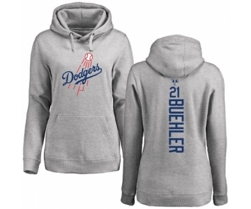 MLB Women's Nike Los Angeles Dodgers #21 Walker Buehler Ash Backer Pullover Hoodie