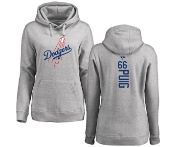 MLB Women's Nike Los Angeles Dodgers #66 Yasiel Puig Ash Backer Pullover Hoodie