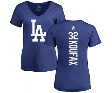 MLB Women's Nike Los Angeles Dodgers #32 Sandy Koufax Royal Blue Backer T-Shirt