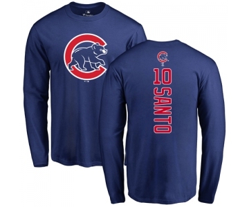 MLB Nike Chicago Cubs #10 Ron Santo Royal Blue Backer Long Sleeve T-Shirt