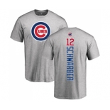 MLB Nike Chicago Cubs #12 Kyle Schwarber Ash Backer T-Shirt