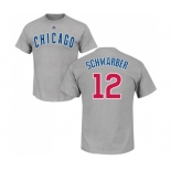 MLB Nike Chicago Cubs #12 Kyle Schwarber Gray Name & Number T-Shirt