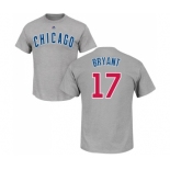 MLB Nike Chicago Cubs #17 Kris Bryant Gray Name & Number T-Shirt