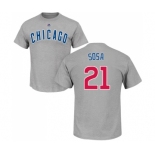 MLB Nike Chicago Cubs #21 Sammy Sosa Gray Name & Number T-Shirt