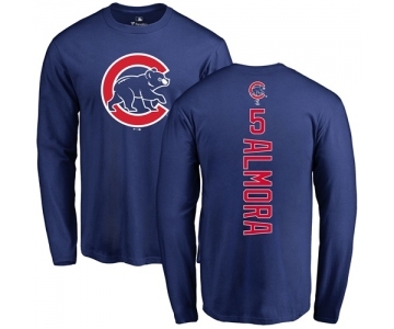 MLB Nike Chicago Cubs #5 Albert Almora Jr Royal Blue Backer Long Sleeve T-Shirt