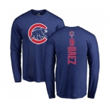 MLB Nike Chicago Cubs #9 Javier Baez Royal Blue Backer Long Sleeve T-Shirt