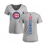 MLB Women's Nike Chicago Cubs #12 Kyle Schwarber Ash Backer T-Shirt