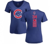 MLB Women's Nike Chicago Cubs #34 Kerry Wood Royal Blue Backer T-Shirt