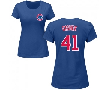 MLB Women's Nike Chicago Cubs #41 Steve Cishek Royal Blue Name & Number T-Shirt