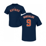 MLB Nike Houston Astros #9 Marwin Gonzalez Navy Blue Name & Number T-Shirt