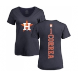 MLB Women's Nike Houston Astros #1 Carlos Correa Navy Blue Backer T-Shirt