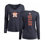 MLB Women's Nike Houston Astros #45 Carlos Lee Navy Blue Backer Long Sleeve T-Shirt