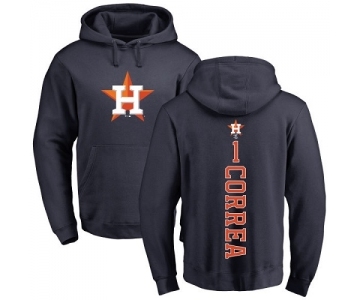 MLB Nike Houston Astros #1 Carlos Correa Navy Blue Backer Pullover Hoodie