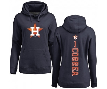 MLB Women's Nike Houston Astros #1 Carlos Correa Navy Blue Backer Pullover Hoodie