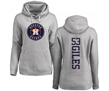 MLB Women's Nike Houston Astros #53 Ken Giles Ash Backer Pullover Hoodie