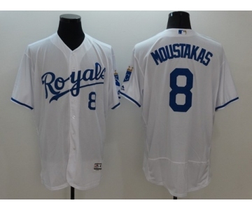 Men Kansas City Royals #8 Mike Moustakas Majestic White Flexbase Authentic Collection Player Jersey
