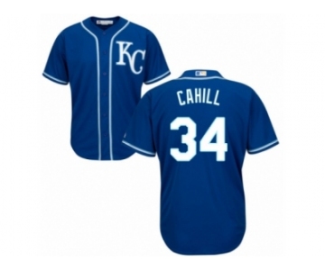 Men Majestic Kansas City Royals #34 Trevor Cahill Replica Blue Alternate 2 Cool Base MLB Jersey