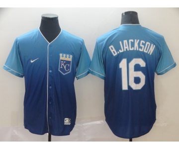 Men Nike Kansas City Royals #16 Bo Jackson Blue Drift Fashion MLB Jersey