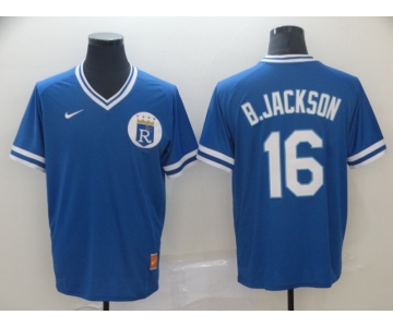 Men Nike Kansas City Royals #16 Bo Jackson Blue M&N MLB Jersey