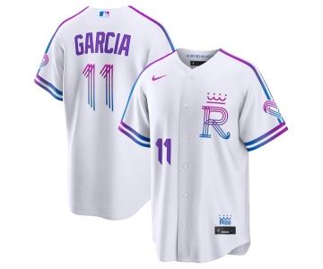 Men's Kansas City Royals #11 Maikel García White 2026 City Connect Stadium Stitched Baseball Jersey