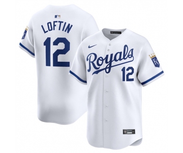 Men's Kansas City Royals #12 Nick Loftin White 2024 Home Limited Stitched Baseball Jersey