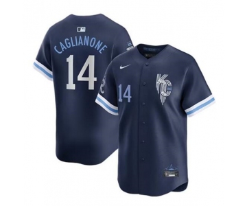 Men's Kansas City Royals #14 Jac Caglianone Navy City Connect Limited Stitched Baseball Jersey