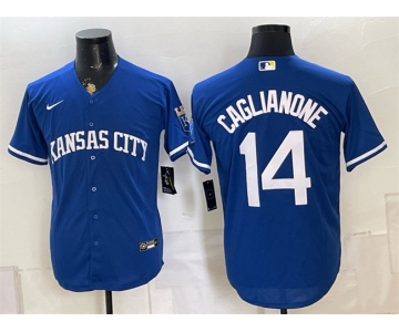 Men's Kansas City Royals #14 Jac Caglianone Royal Cool Base Stitched Baseball Jersey