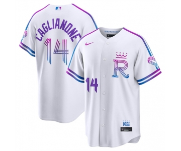 Men's Kansas City Royals #14 Jac Caglianone White 2026 City Connect Stadium Stitched Baseball Jersey