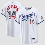 Men's Kansas City Royals #14 Jac Caglianone White USA 250 Fourth of July Stitched Baseball Jersey Men's Kansas City Royals #14 Jac Caglianone White USA 250 Fourth of July Stitched Baseball Jersey