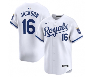 Men's Kansas City Royals #16 Bo Jackson White 2024 Home Limited Stitched Baseball Jersey