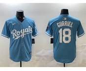 Men's Kansas City Royals #18 Yuli Gurriel Blue Cool Base Stitched Baseball Jersey
